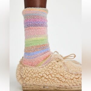 Free people hoisum space dye socks pink green stripe NWT